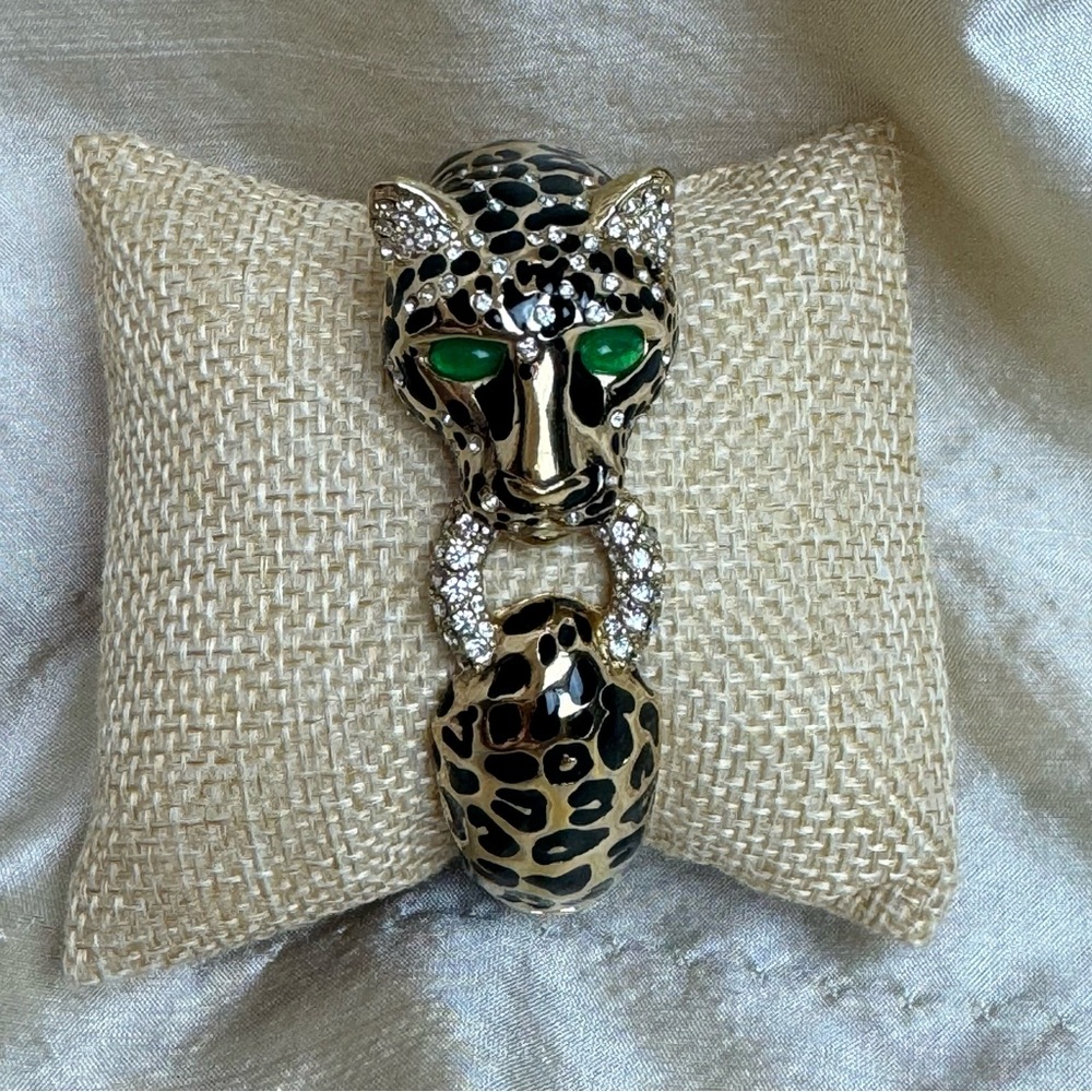 Vintage Ciner Click Clack Hinged Leopard Bracelet - Picture 5 of 10